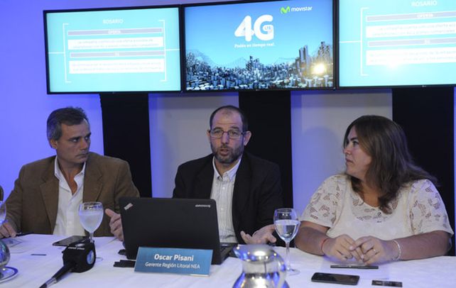 infraestructura. Movistar presentó el servicio de 4 G en Rosario. Las telefónicas despliegan redes para datos.