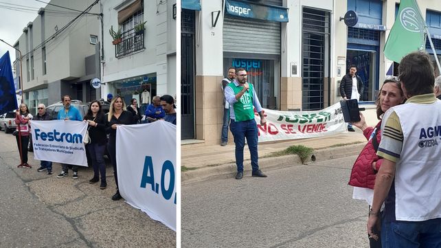 Afiliados a Iosper de Concepción del Uruguay hicieron un abrazo simbólico solidario para expresar su rechazo a la creación de OSER.