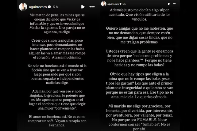 Las historias de Instagram de Carolina Aguirre, guionista de 