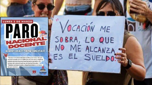 Agmer adhiere al paro nacional docente y este lunes no habrá clases en las escuelas de Entre Ríos