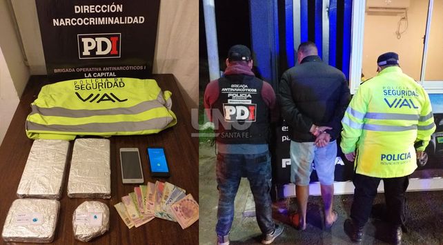 La droga secuestrada y el hombre detenido.