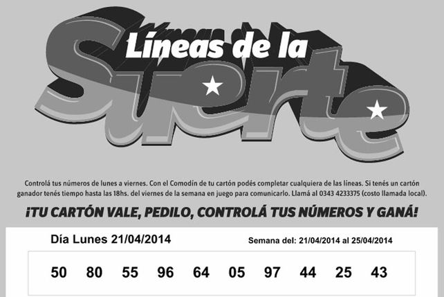 Números que corresponden al LUNES 21 de ABRIL.