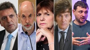 Sergio Massa, Horacio Rodríguez Larreta, Patricia Bullrich, Javier Milei y Juan Grabois.&nbsp;