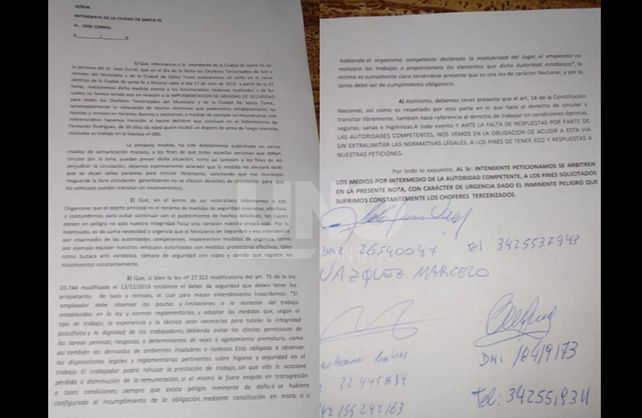 La nota emitida este lunes al Ministerio de Seguridad y a la Municipalidad de Santa Fe.&nbsp;