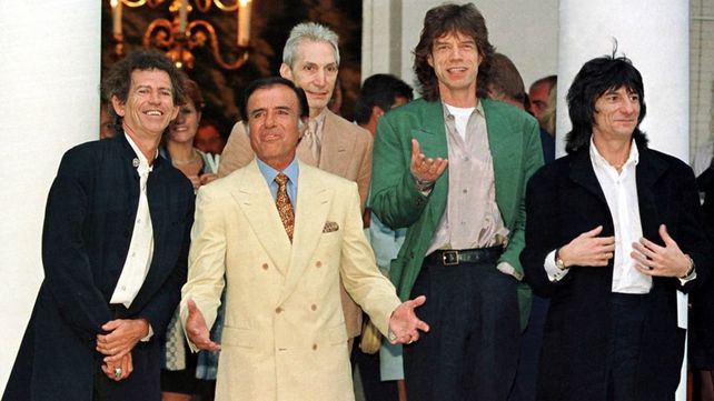 Carlos Menem, junto a los Rolling Stones.