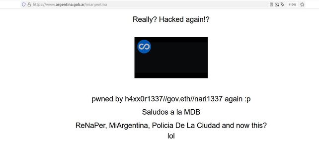Los atacantes de la web oficial de Argentina dejaron su firma tras el hecho.