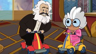 La abuela de los Tuttle Twins confrontando con Karl Marx.