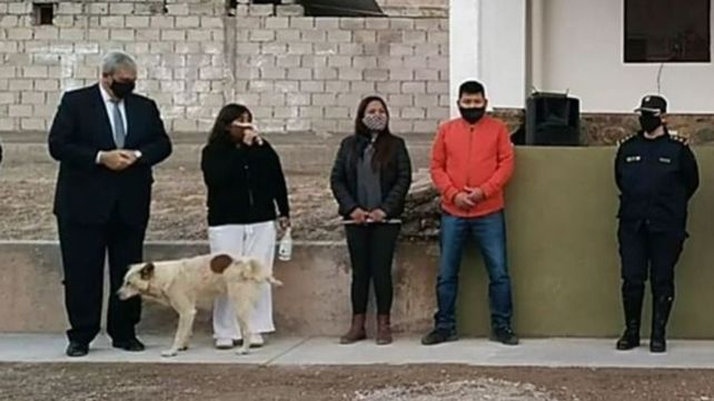 Sin miramientos. El perro fue directamente hacia la intendenta jujeña y le orinó los pantalones.