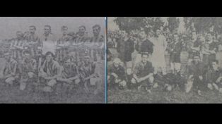 Las formaciones de Central y Newells de 1920. Al equipo rojinegro se lo ve con un jugador menos, con el hueco dejado abajo en el medio,&nbsp; porque jug&oacute; con 10.