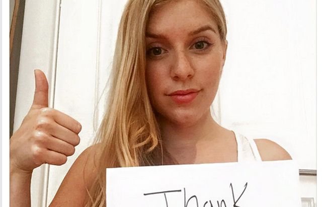 Kaitlyn Regehr publicó un mensaje de agradecimiento en Facebook.