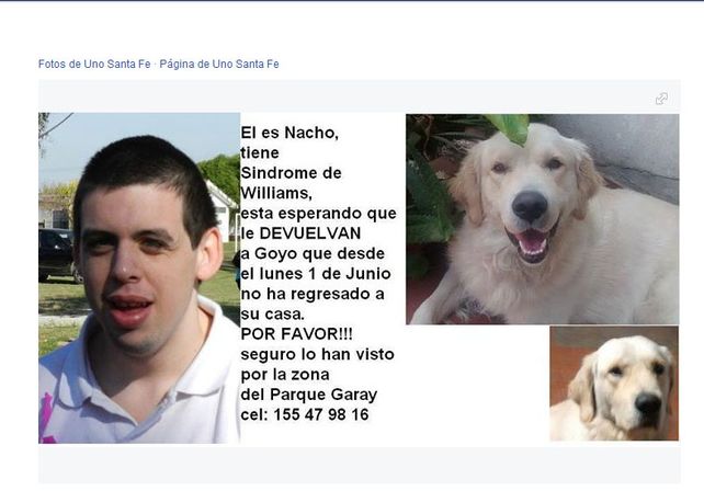 Ese fue el aviso al momento de la desaparición que publicó la familia en las redes sociales.