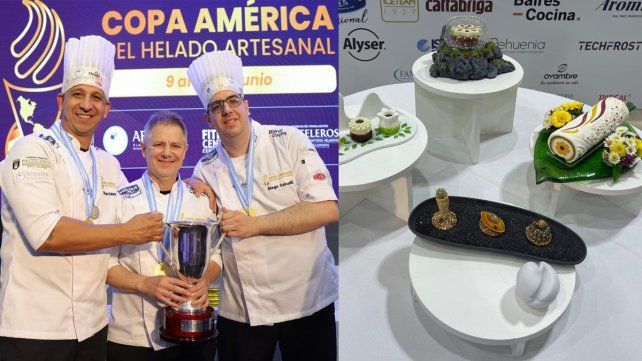 La delegación argentina de maestros heladeros ganó la Copa América del Helado Artesanal. Hicieron seis elaboraciones bajo la temática “Divina Terra”.