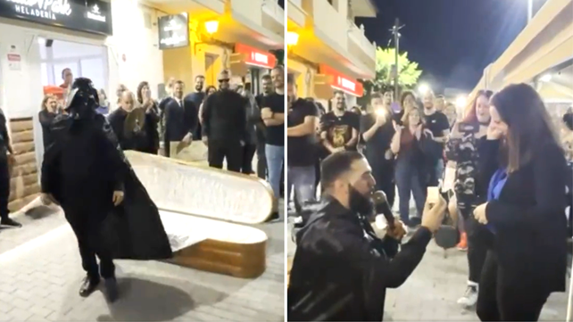 Un joven le propuso matrimonio a su novia saliendo de un ataúd vestido de Darth Vader (via @ceciarmy)