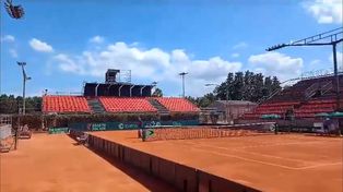 Casi a punto en el predio del Jockey Club, escenario de la serie de Copa Davis entre Argentina y Kazajistan.&nbsp;