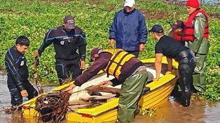 La lancha qie iban los pescadores en el Paraná.