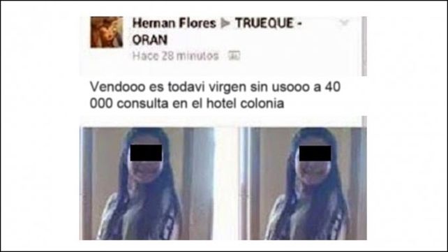 Ofrecían a una nena virgen en facebook por 40 mil pesos