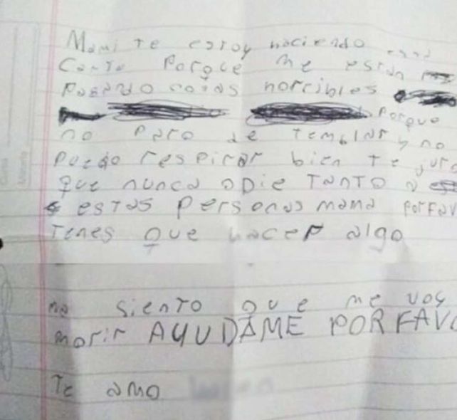 Un desesperado pedido de ayuda de una niña por acoso