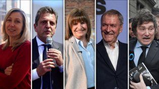 Los cinco candidatos presidenciales de Argentina.