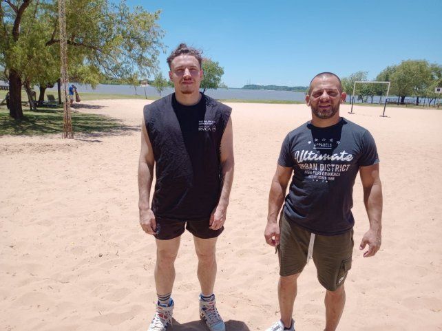 Martín Paz y Agustín Musante en la previa del torneo de lucha.