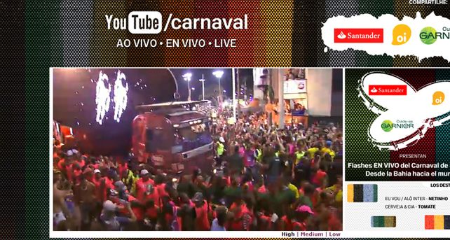El Carnaval de Bah&iacute;a, en vivo por YouTube
