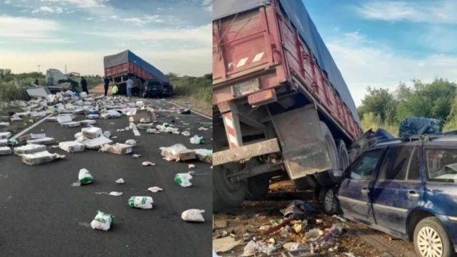 Un muerto tras un choque entre dos camiones y un auto en la Ruta 6