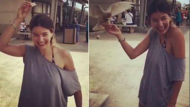 El curioso encuentro de Marcela Kloosterboer con las palomas