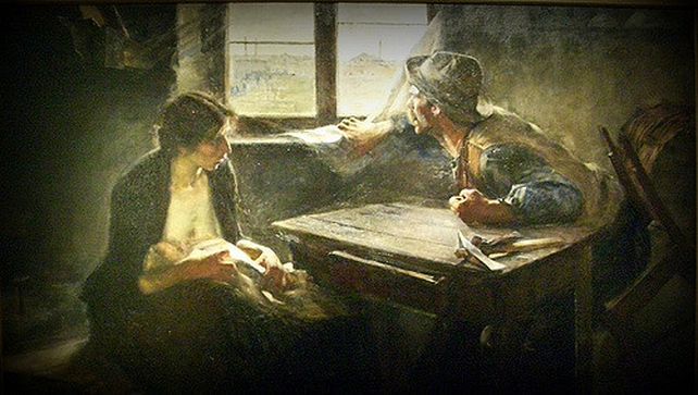 Sin pan y sin trabajo. La reconocida pintura de Ernesto de la Cárcova.