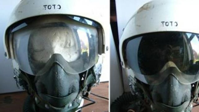 Perdido. El casco del piloto Navarro
