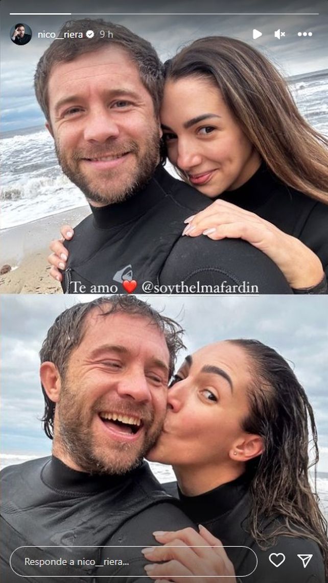 La historia de Instagram con la que Nico Riera dio a conocer su relación con Thelma Fardín.