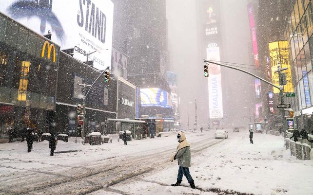 Imágenes de la histórica nevada en Nueva York