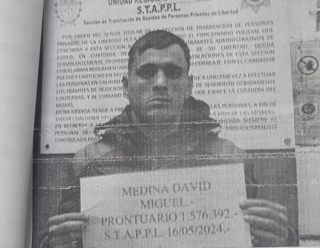 David Medina, uno de los prófugos de la seccional 5. David Medina, uno de los prófugos de la seccional 5.