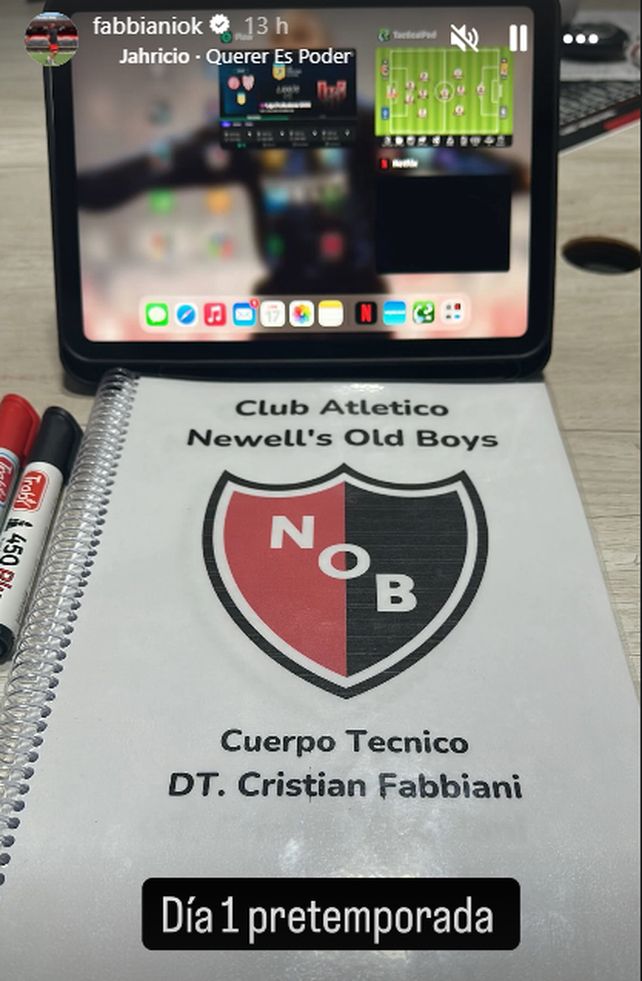 La publicación en Instagram de Cristian Fabbiani sobre el inicio de una pretemporada.