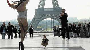 Artista juzgado por bailar con el pene atado a un gallo se defiende