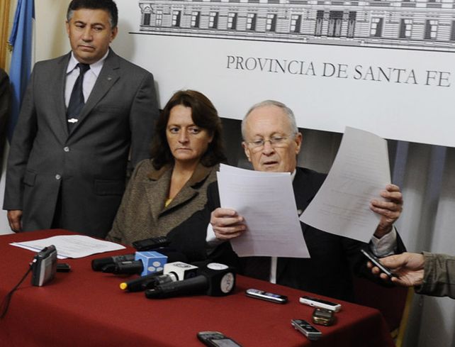 Ana Viglione y el ministro de Seguridad Raúl Lamberto. Los coletazos del narcotráfico sacuden al gobierno provincial. (Foto: Silvina Salinas).