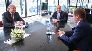 Perotti, Schiaretti y Bordet en la sede de gobierno en la capital cordobesa.&nbsp;