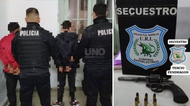 Los dos detenidos y el arma de guerra secuestrada