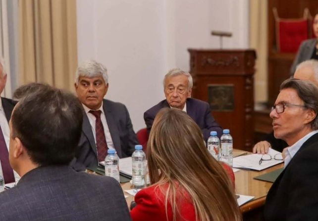 Los ministros de la Corte Jorge Baclini, Roberto Falistocco y Daniel Erbetta analizaron el proyecto de Colegio de Jueces.