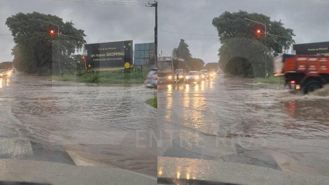 El temporal anegó calles y veredas de la capital entrerriana. El SMN estima que el agua acumulada podría rondar entre los 40 y 70 milímetros.