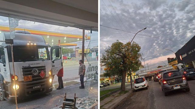 El camión se habría quedado sin frenos y terminó incrustado en la vidriera de un comercio