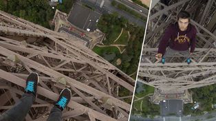 Un joven trepó la Torre Eiffel como el hombre araña para tomarse una selfie