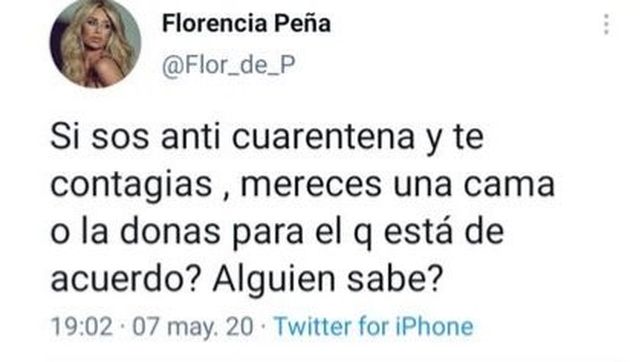 Florencia Peña fue acusada de romper la cuarentena en la Quinta de Olivos