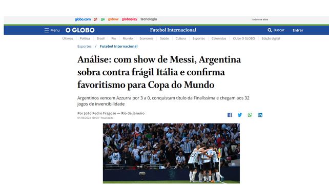 Diarios destacados del mundo desparraman elogios a Argentina tras el triunfo con Italia