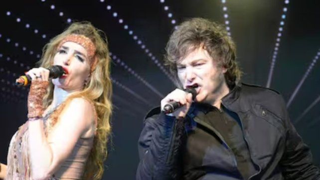 Javier Milei en el escenario de Fátima Florez