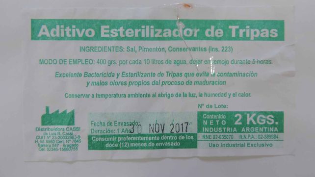La Assal prohibió un aditivo esterilizador de tripas