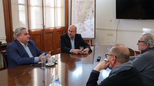Farías, Perotti, Olivera y Corach, en el salón Protocolar de la Casa Gris.