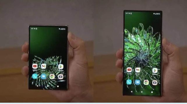El concepto rollable se retrae a un diseño de bolsillo más pequeño que la mayoría de otros dispositivos premium. Apretando un botón se expande