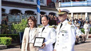Evelyn Patricello, la uruguayense que regresó a bordo de la fragata ARA Libertad.