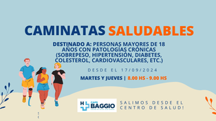 El Centro de Salud Juan Baggio invita a participar de las Caminatas Saludables