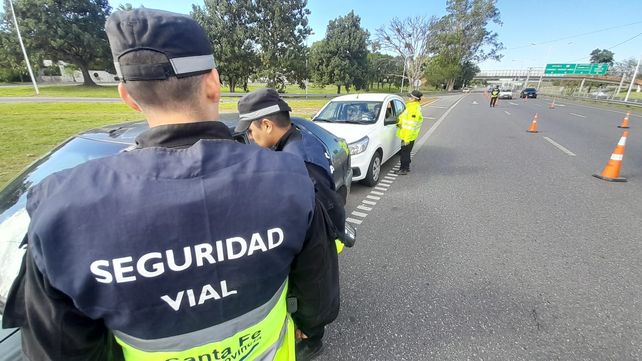 El puesto de control en Circunvalación y Baigorria este viernes.&nbsp;