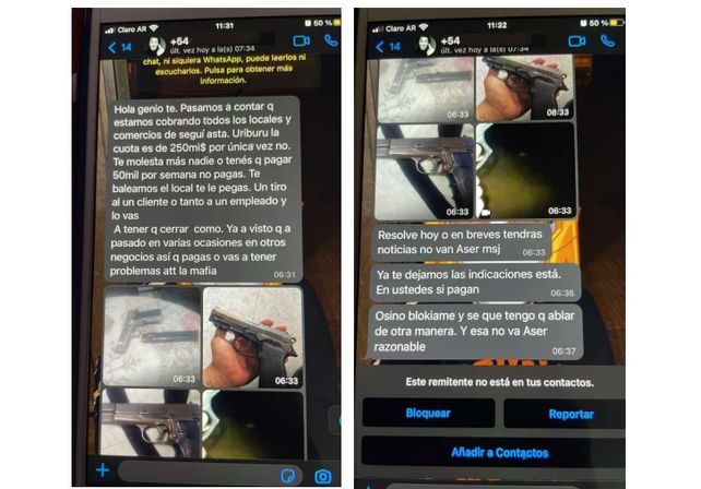 Los mensajes extorsivos a los comerciantes de la zona sur.&nbsp;